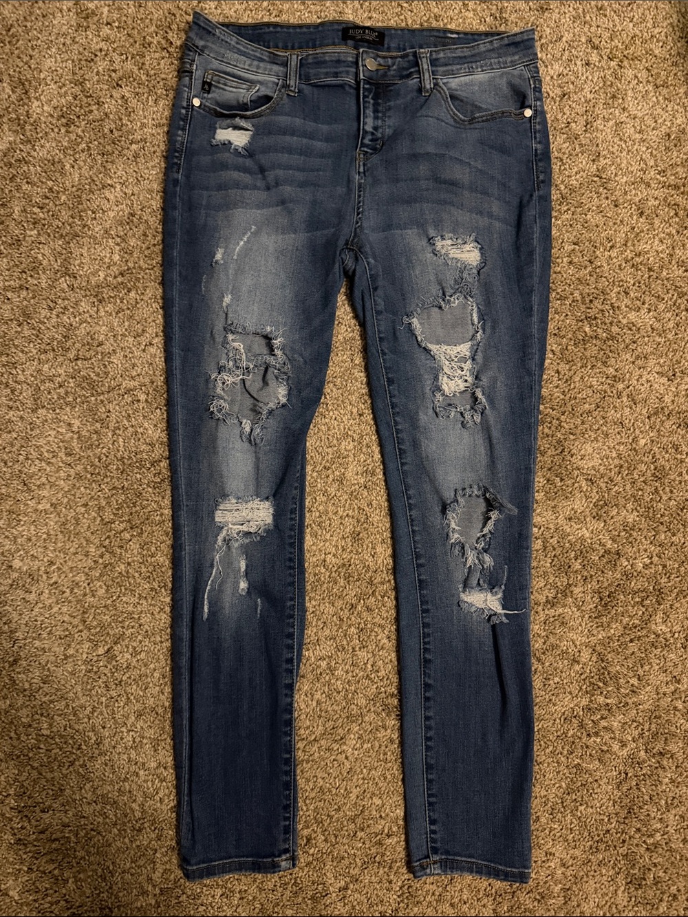 Judy Blue Distressed Dark Blue Women’s Skinny Jeans